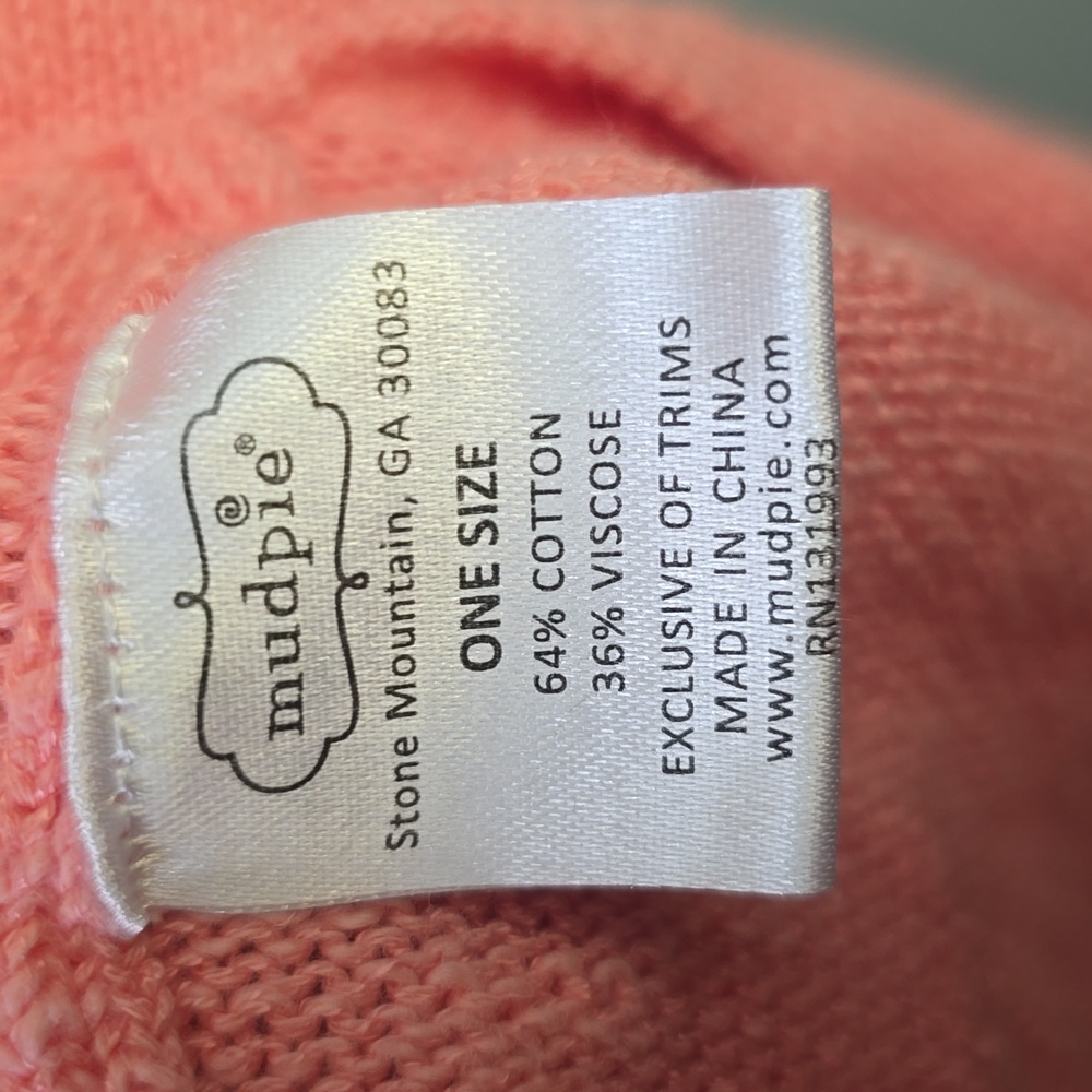 Mudpie Pink Coral Cotton Oversized Short Sleeve Sweater One Size - Picture 4 of 4